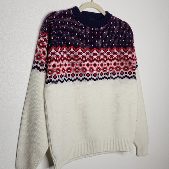 Vintage 70s 80s Sportswear Fair Isle Sweater Mens Large Groovy Hippie Rockabilly - Picture 2 of 4